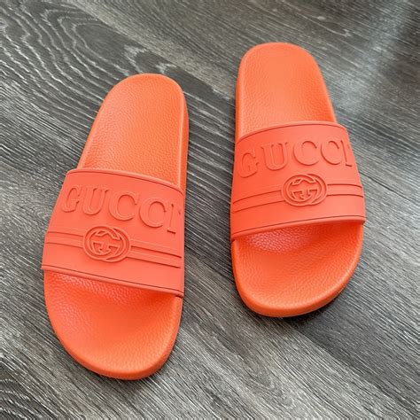 gucci pursuit gg logo pool slides|gucci slides saks fifth.